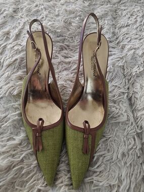 Dolce & Gabbana Green Pointed Slingback Pumps
